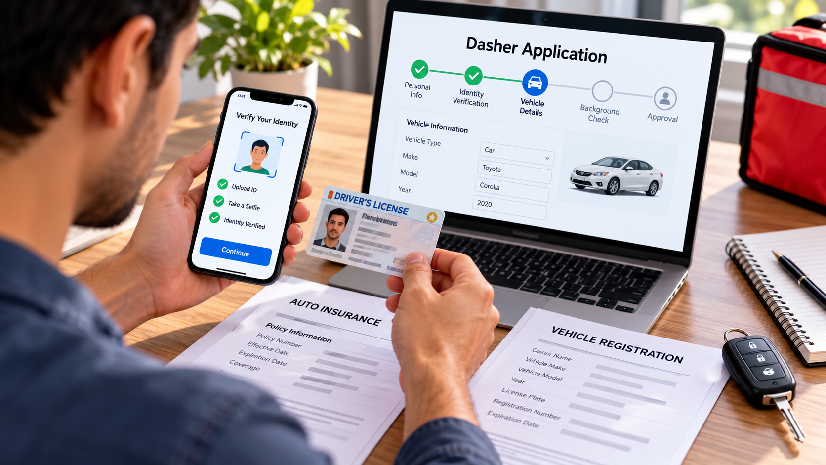 DoorDash applicant checking background check and account approval status online.