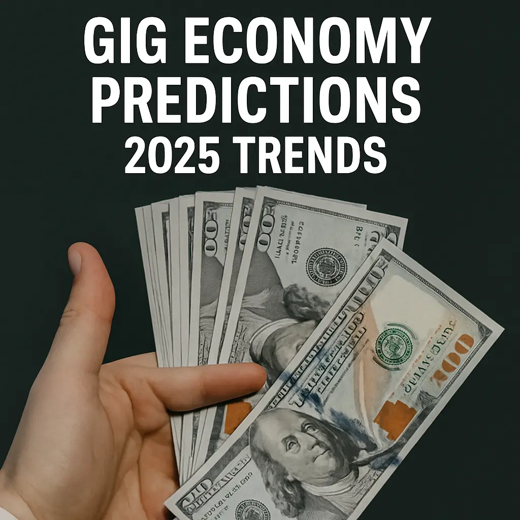 Chart showing gig economy trends and future predictions for 2025 including freelance growth, app-based work, and flexible jobs.